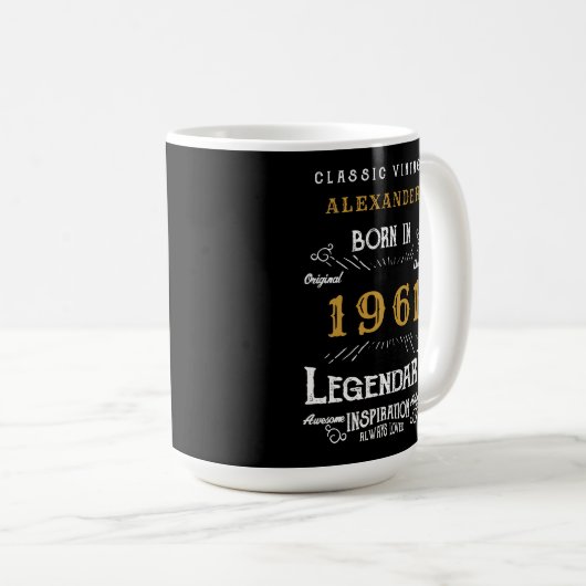 Mug 60e anniversaire Ajoutez votre nom Né 1961 Légenda (Devant droit)