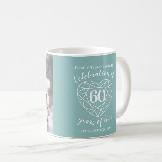 Mug 60e anniversaire de la création d'un coeur de diam (Devant droit)