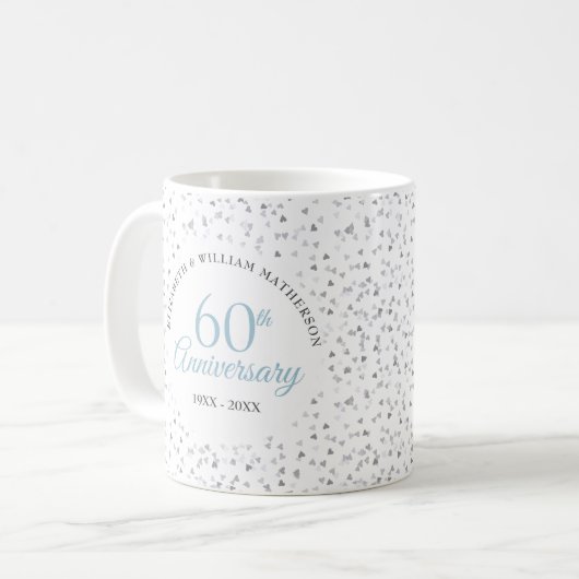 Mug 60e anniversaire de Mariage Coeurs Confetti (Devant gauche)