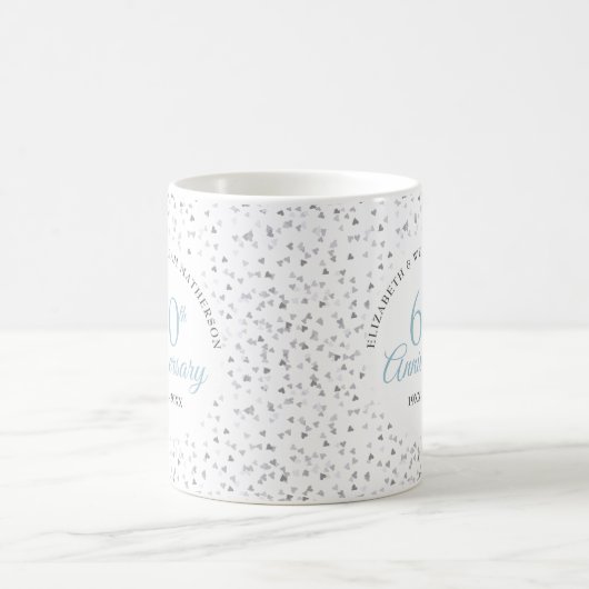 Mug 60e anniversaire de Mariage Coeurs Confetti (Centre)