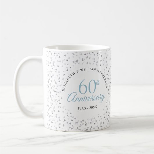 Mug 60e anniversaire de Mariage Coeurs Confetti (Gauche)