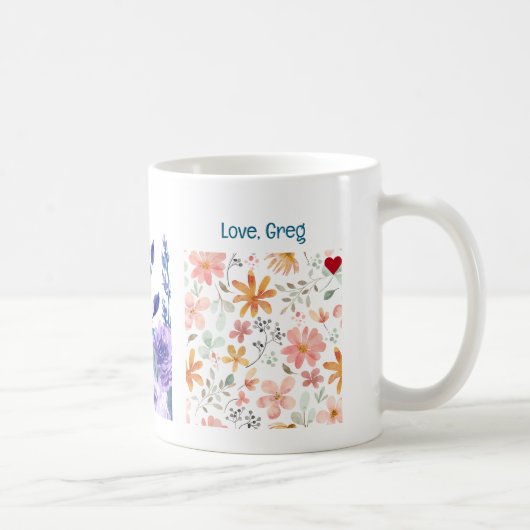 Mug 60e anniversaire Fleurs Aimer Élégant Floral moder (Droite)