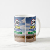 Mug 60e anniversaire Funny Road Trip Signes Ajouter vo (Devant droit)