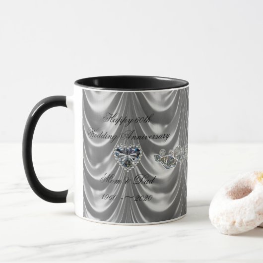 Mug 60e anniversaire Mariage de Diamond Heart (Avec donut)