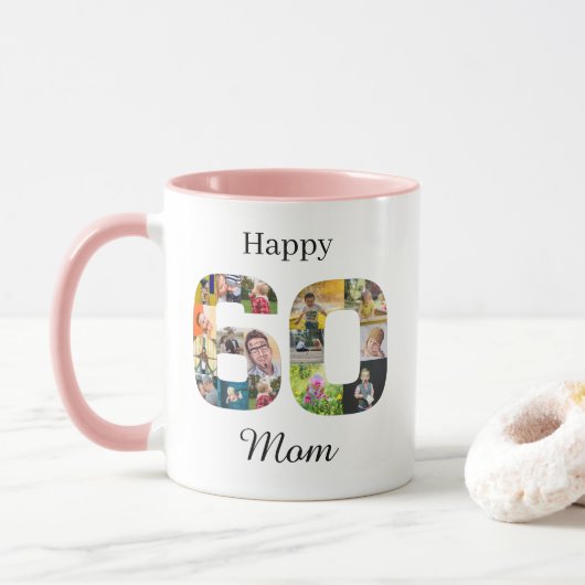 Mug 60e anniversaire Mère photo Instagram personnalisé (Avec donut)