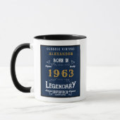 Mug 60e anniversaire Né 1963 Retro Legend Blue Gold (Gauche)
