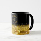 Mug 60e anniversaire noir nom or classique élégant arc (Devant droit)