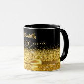 Mug 60e anniversaire noir or monogramme luxueux (Devant droit)