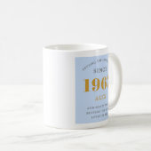 Mug 60e anniversaire Nom 1962 Blue Grey Elegant Chic (Devant droit)