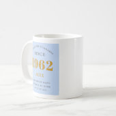 Mug 60e anniversaire Nom 1962 Blue Grey Elegant Chic (Devant gauche)