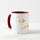 Mug 60e anniversaire or blanc bonjour soixante (Devant gauche)