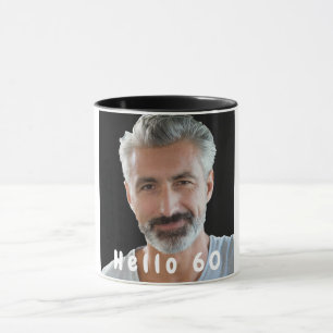 Mug 60e anniversaire photo personnalisée bonjour 60 po