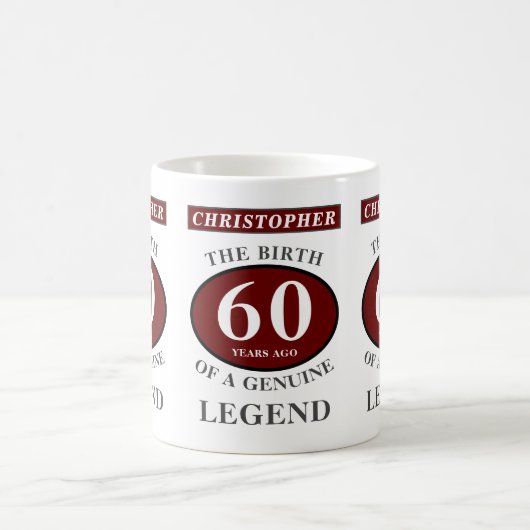 Mug 60e anniversaire Red Genuine Legend Ajouter votre  (Centre)