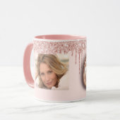 Mug 60e anniversaire rose photo rose or parties scinti (Devant gauche)