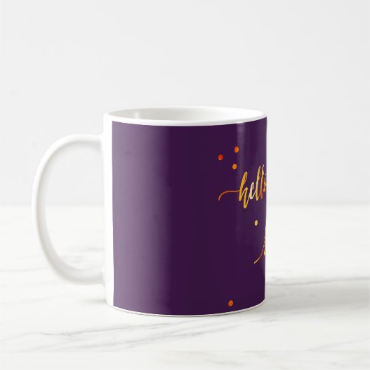 Mug 60e anniversaire violet script de typographie or (Gauche)