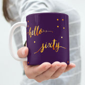 Mug 60e anniversaire violet script de typographie or