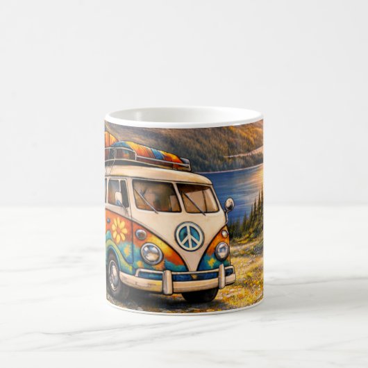 Mug 60s Retro Traveler Hippie Bus Camper Van Lake Life (Centre)