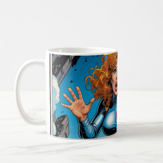 Mug 60s Scifi Woman running from Alien Robot (Gauche)