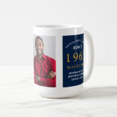 Mug 60th Birthday 1965 Blue Gold Ajouter un nom Photo  (Devant droit)