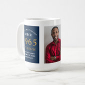 Mug 60th Birthday 1965 Blue Gold Ajouter un nom Photo  (Devant gauche)