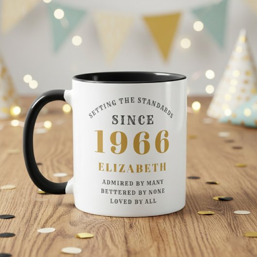 Mug 60th Birthday 1966 Add Name Elegant