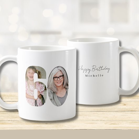 Mug 60th Birthday Custom Two Photo 