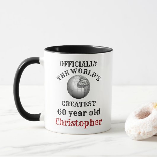 Mug 60th Birthday Greatest 60 year old Ajouter Votre N (Avec donut)