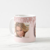 Mug 60th birthday photo rose gold glitter pink balloon (Devant gauche)