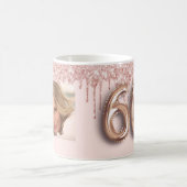 Mug 60th birthday photo rose gold glitter pink balloon (Centre)