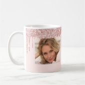 Mug 60th birthday photo rose gold glitter pink balloon (Gauche)