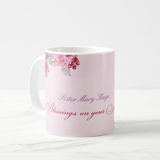 Mug 65e anniversaire de la vie religieuse Nonne cathol (Devant gauche)