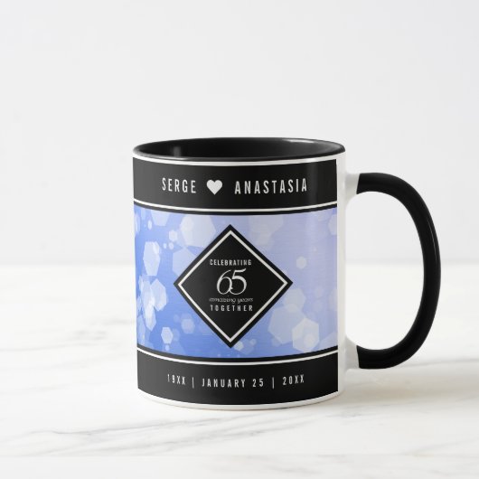 Mug 65e anniversaire de l'élégant Mariage Blue Sapphir (Droite)