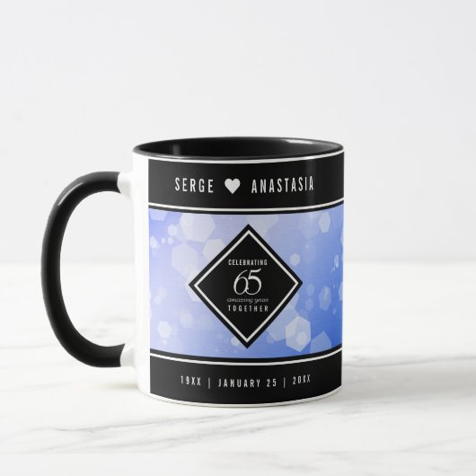 Mug 65e anniversaire de l'élégant Mariage Blue Sapphir (Gauche)