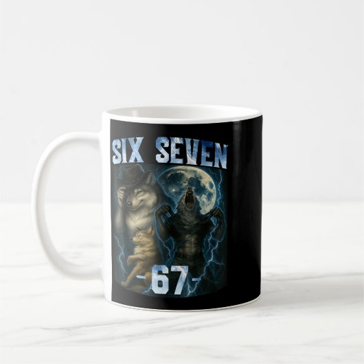 Mug 67 Alpha Wolf Meme Funny Graphic Tee Six Seven Hum (Gauche)
