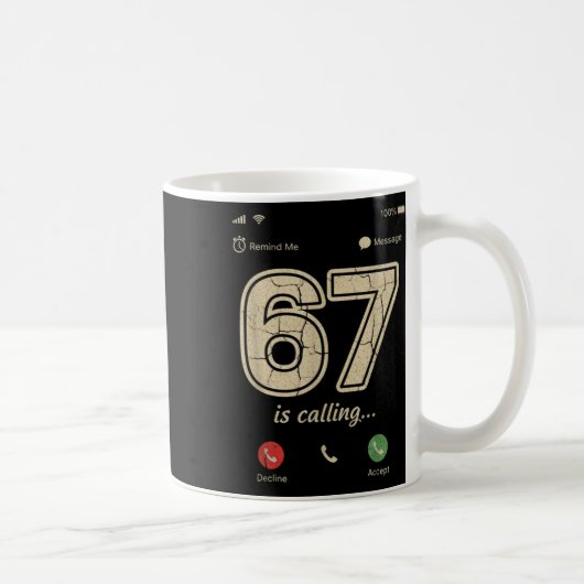 Mug 67 Appelle Drôle Mème de l'argot de la Gen Z Écran (Droite)