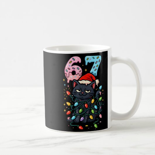 Mug 67 Black Cat Christmas Ice Cream Drip Santa Hat Si (Droite)