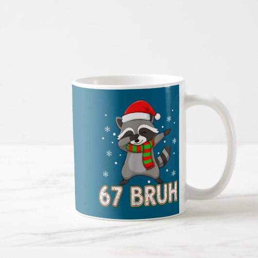 Mug 67 Bruh Six Seven Meme Raccoon Christmas Kids Boys (Droite)