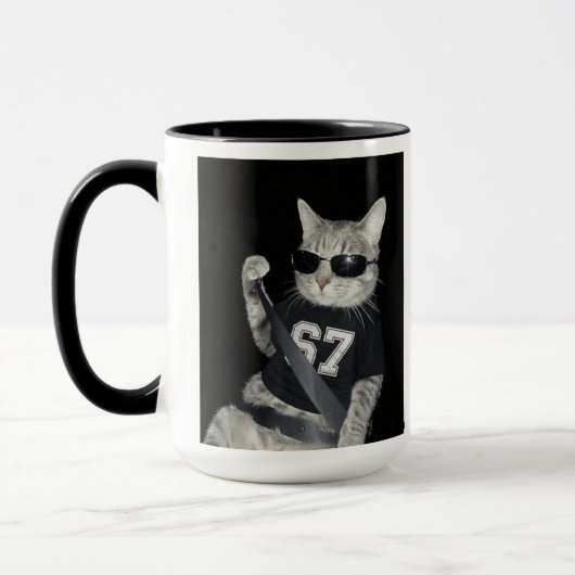 Mug 67 Cat Wearing Sunglasses Gen Alpha Funny Six Seve (Gauche)