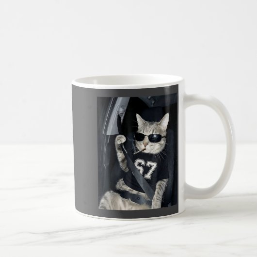 Mug 67 Cat Wearing Sungles Gen Alpha Smoking Cat  (Droite)