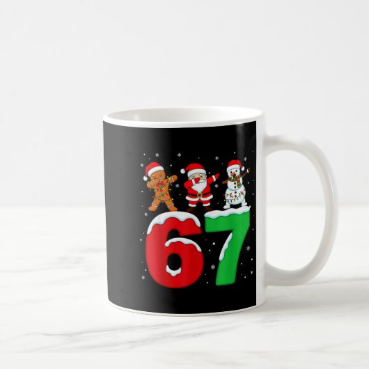 Mug 67 Christmas Dabbing Santa Snowman Funny Six Seven (Droite)