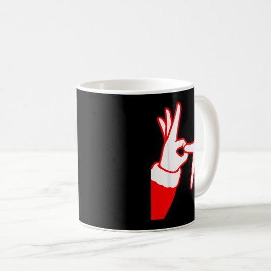 Mug 67 Christmas Hands Signals Santa Claus 6 7 Hand Ge (Devant droit)