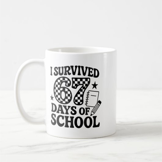 Mug 67 Days Of School Groovy Checkered  (Gauche)