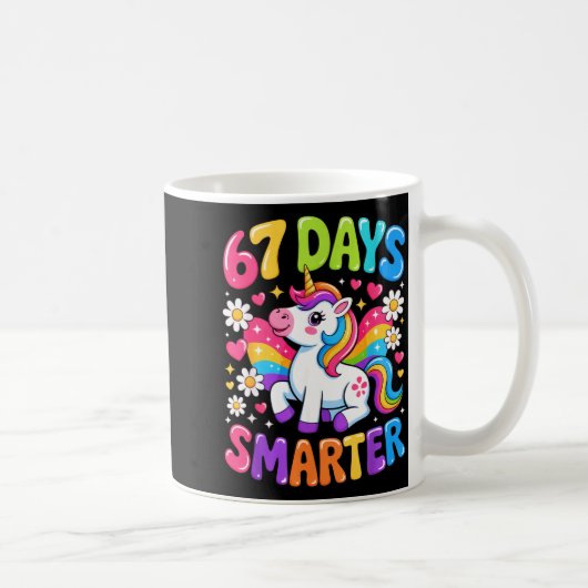 Mug 67 Days Smarter Unicorn Rainbow 67th Day Of School (Droite)