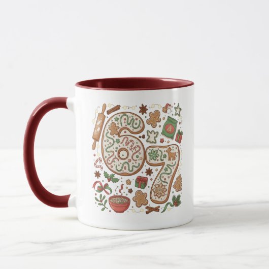 Mug 67 Drôle 6 7 Six Sept Cookie Gingerbread de Fêtes (Gauche)
