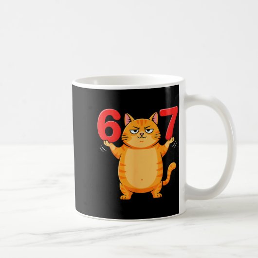 Mug 67 Funny Cat Six Seven Meme Gen Z Alpha Humor Anim (Droite)