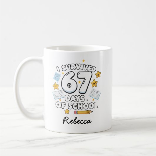 Mug 67 Jours d'École Prof Professeur Drôle (Gauche)