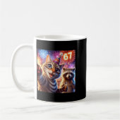 Mug 67 Meme Cat Raccoon New Year Selfie Funny Birthday (Gauche)