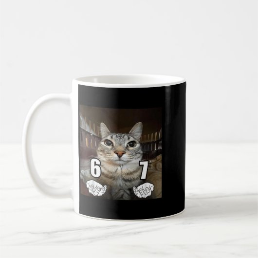 Mug 67 Meme Funny Cat Six Seven Meme 6 7  (Gauche)