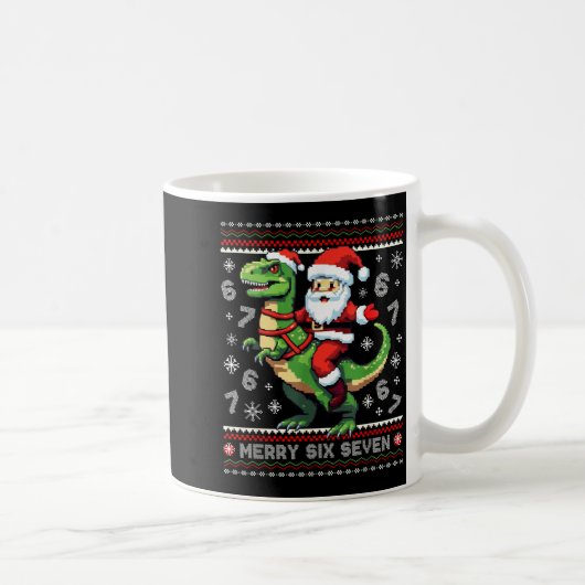Mug 67 Merry Six Seven Santa T Rex Funny Ugly Christma (Droite)