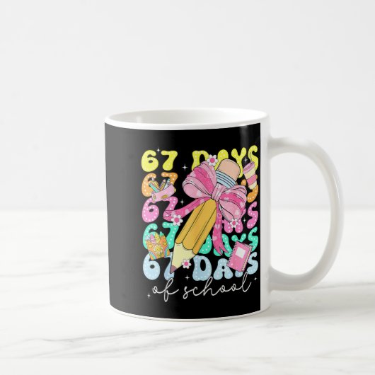 Mug 67th Day Of School 67 Days Pencil Coquette Bow Mem (Droite)
